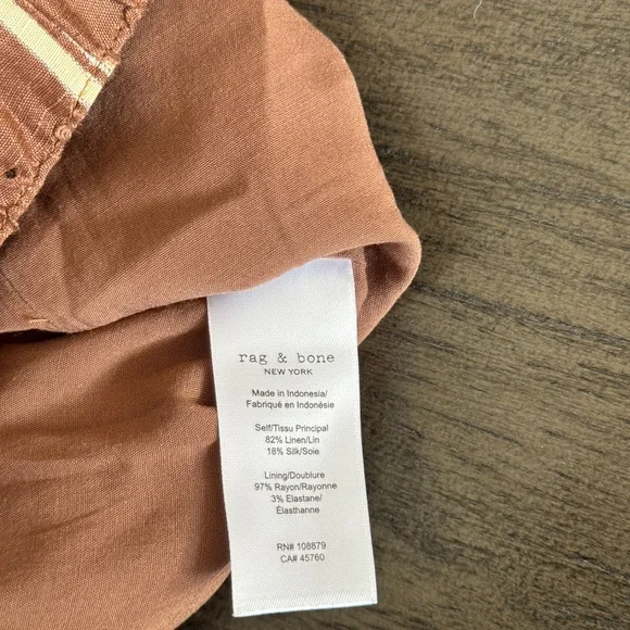 RAG & BONE Olivia Brown Stripe Stripe Linen & Silk Pants XL